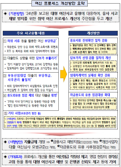 여신 프로세스 개선방안.[금융감독원]